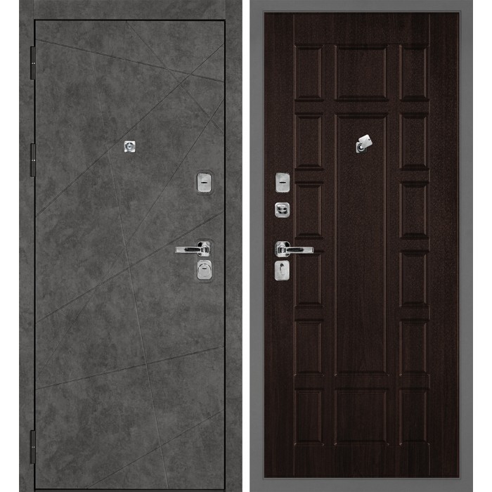 Дверь Скамбио Порте Урбан-127/PR-124 Бетон темный / Дуб мореный