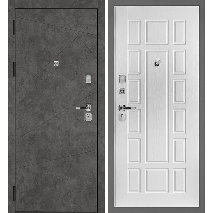 Дверь Скамбио Порте Урбан-127/PR-124 Бетон темный / Сандал белый