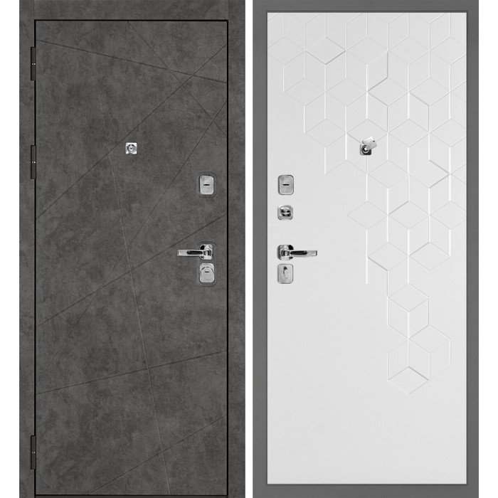Дверь Скамбио Порте Урбан-127/PR-126 Бетон темный / Белый