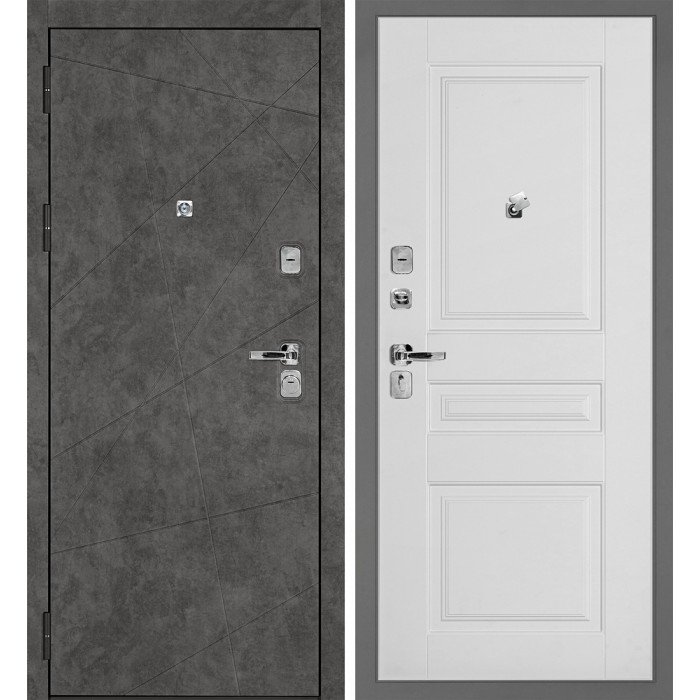 Дверь Скамбио Порте Урбан-127/PR-150 Бетон темный / Белый