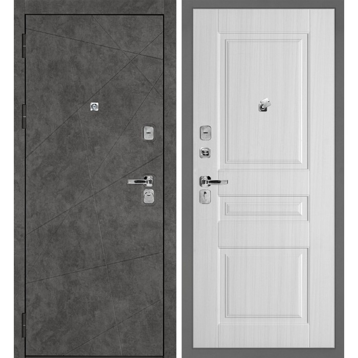 Дверь Скамбио Порте Урбан-127/PR-150 Бетон темный / Сандал белый