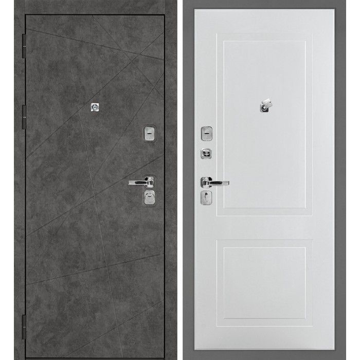 Дверь Скамбио Порте Урбан-127/PR-167 Бетон темный / Белый