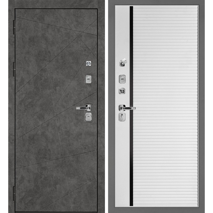 Дверь Скамбио Порте Урбан-127/PR-173 Бетон темный / Белый