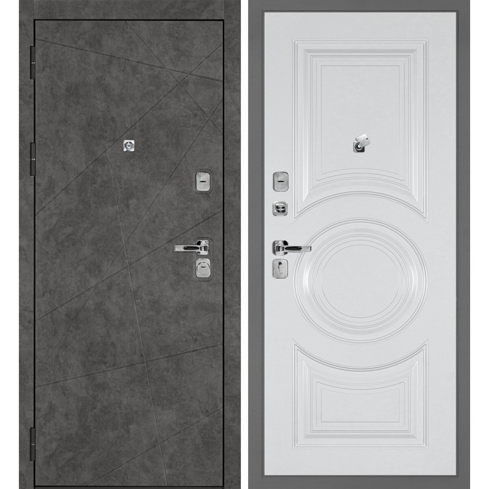 Дверь Скамбио Порте Урбан-127/PR-177 Бетон темный / Белый