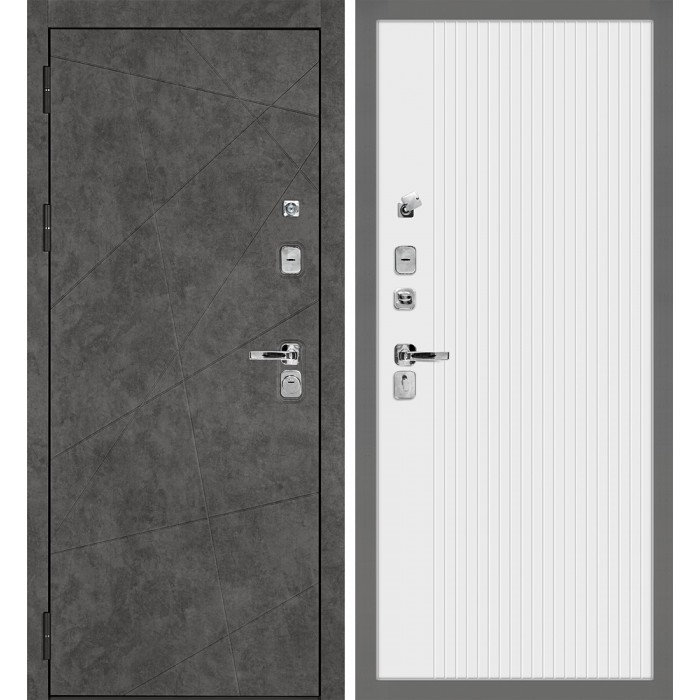 Дверь Скамбио Порте Урбан-127/PR-197 Бетон темный / Белый