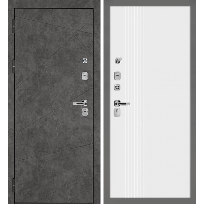 Дверь Скамбио Порте Урбан-127/PR-216 Бетон темный / Белый