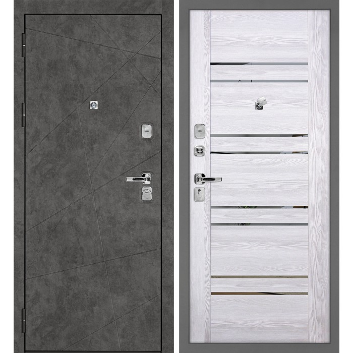 Дверь Скамбио Порте Урбан-127/PSK-1 Бетон темный / Ривьера айс