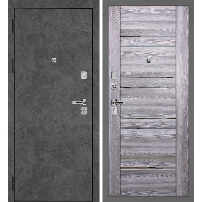 Дверь Скамбио Порте Урбан-127/PSK-1 Бетон темный / Ривьера грей