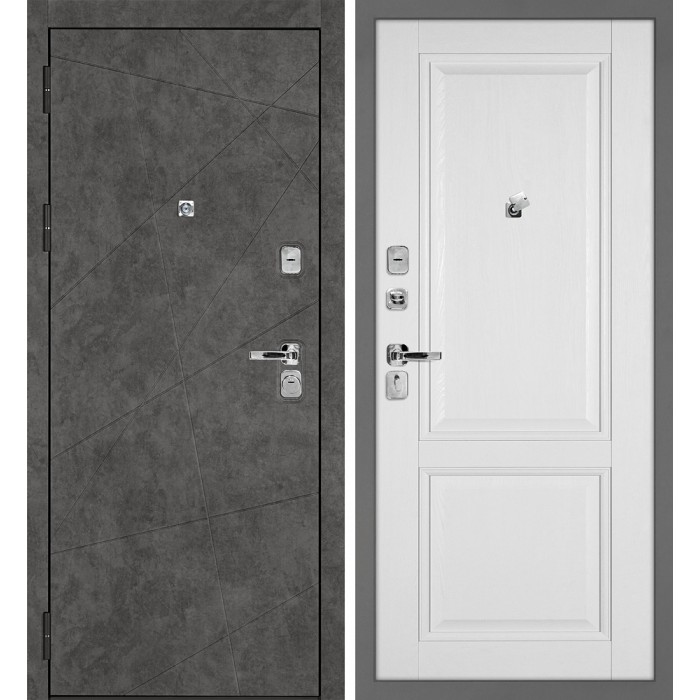 Дверь Скамбио Порте Урбан-127/PSU-28 Бетон темный / Белое дерево