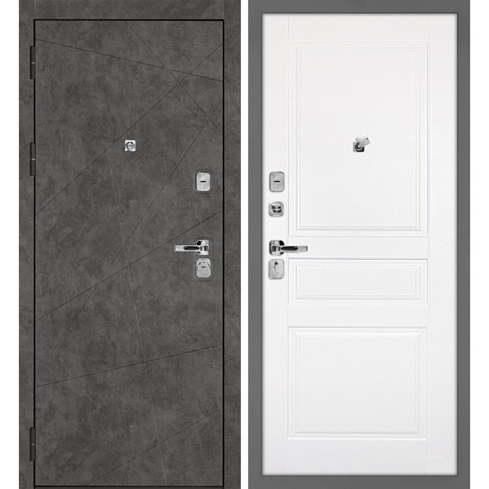 Дверь Скамбио Порте Урбан-127/Smalta-01 Бетон темный / Белый ral 9003
