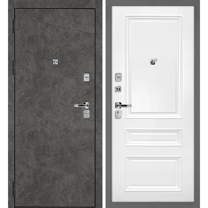 Дверь Скамбио Порте Урбан-127/Smalta-06 Бетон темный / Белый ral 9003