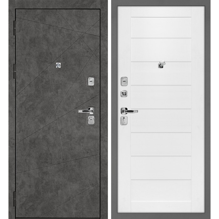 Дверь Скамбио Порте Урбан-127/Техно-708 Бетон темный / Белоснежный
