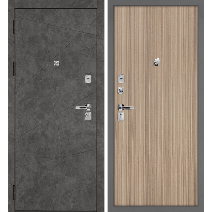 Дверь Скамбио Порте Урбан-127/Техно-708 Бетон темный / Эвкалипт тасманский