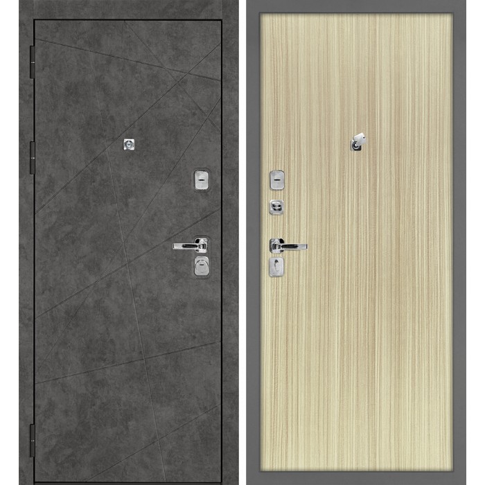 Дверь Скамбио Порте Урбан-127/Техно-708 Бетон темный / Эвкалипт австралийский
