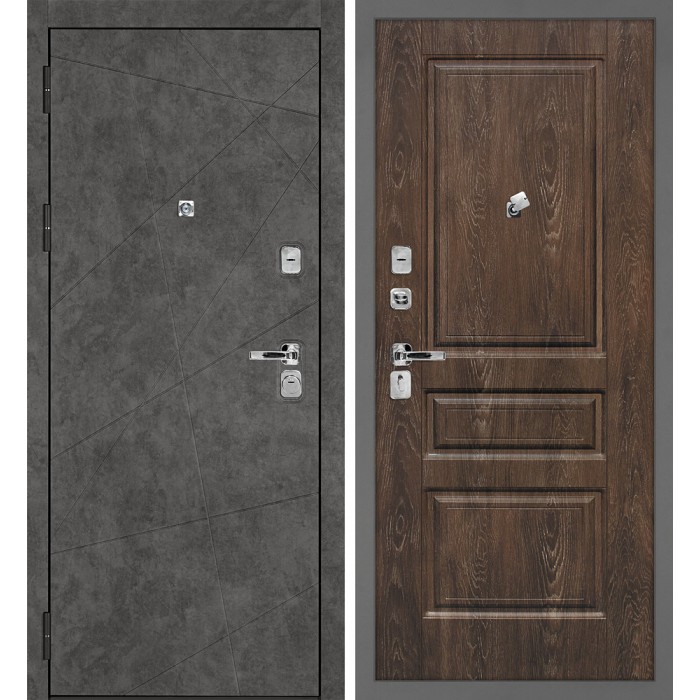 Дверь Скамбио Порте Урбан-127/Версаль-2 Бетон темный / Дуб корица