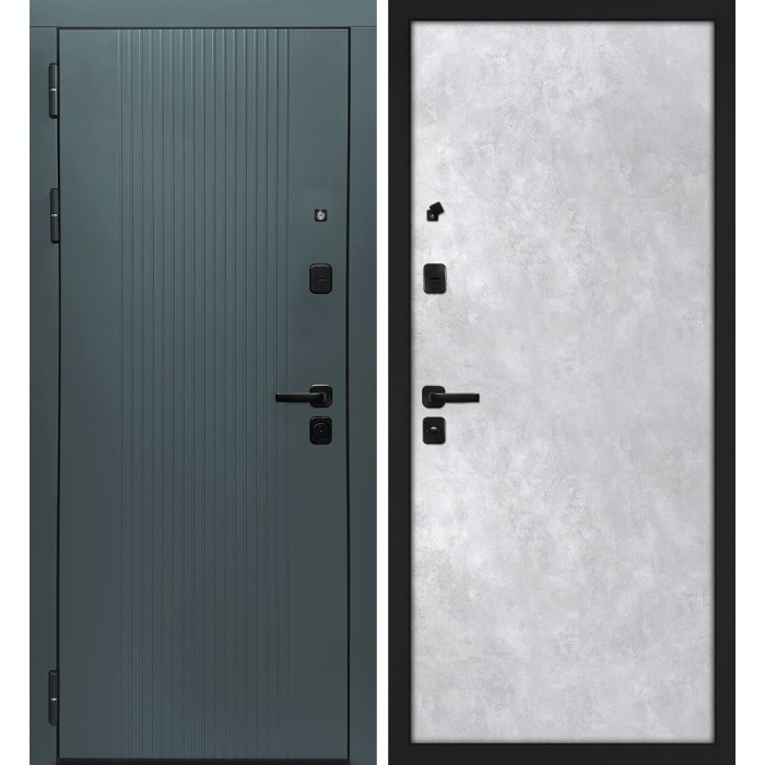 Дверь Скамбио Порте Альфа/Гладкая Бархат авокадо / Серый бетон
