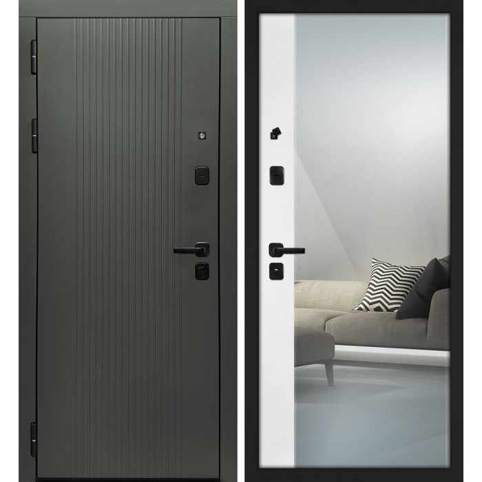 Дверь Скамбио Порте Альфа/Оптима Макси Бархат авокадо / Белый матовый