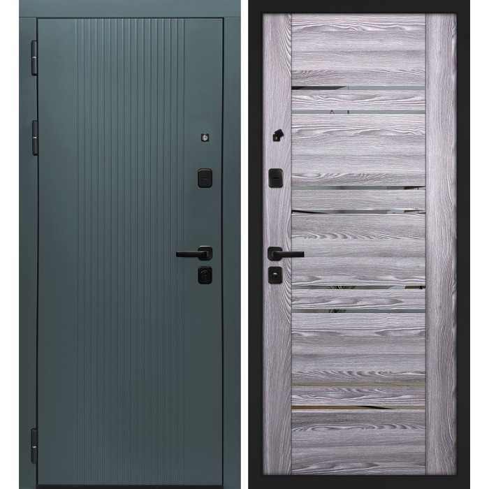 Дверь Скамбио Порте Альфа/ПСК-1 Бархат авокадо / Ривьера грей