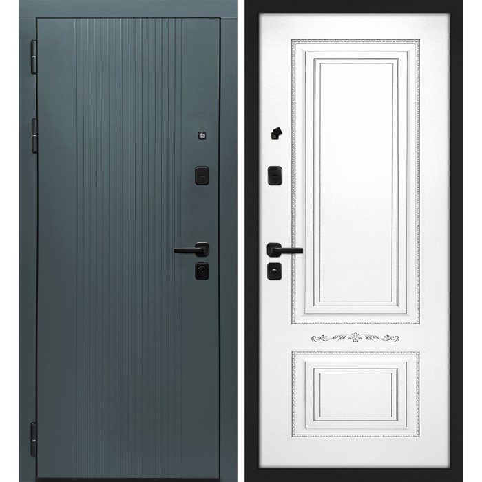 Дверь Скамбио Порте Альфа/Смальта-Деко 04 Бархат авокадо / Белый ral 9003