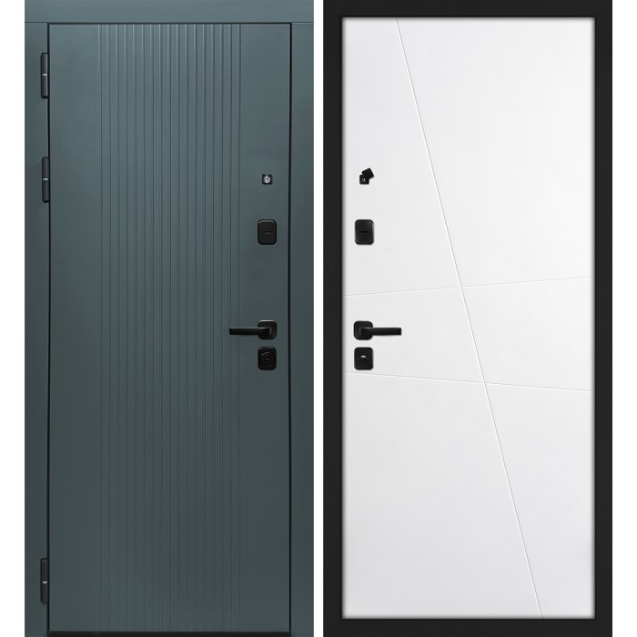 Дверь Скамбио Порте Альфа/Смальта-Лайн 02 Бархат авокадо / Белый ral 9003