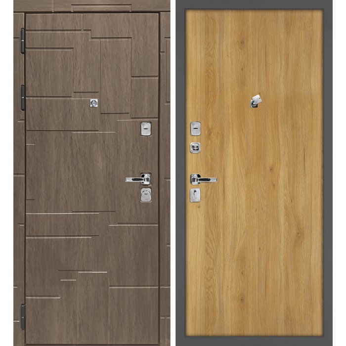 Дверь Скамбио Порте Домино/Гладкая Дымчатая луна / Дуб золотистый