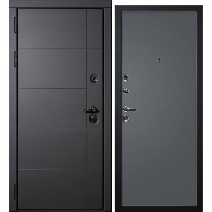Дверь Скамбио Порте Э-1 / Гладкая Серый софт / Графит матовый