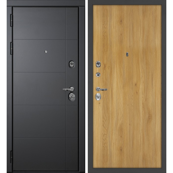 Дверь Скамбио Порте Э-1 / Гладкая Серый софт / Дуб золотистый
