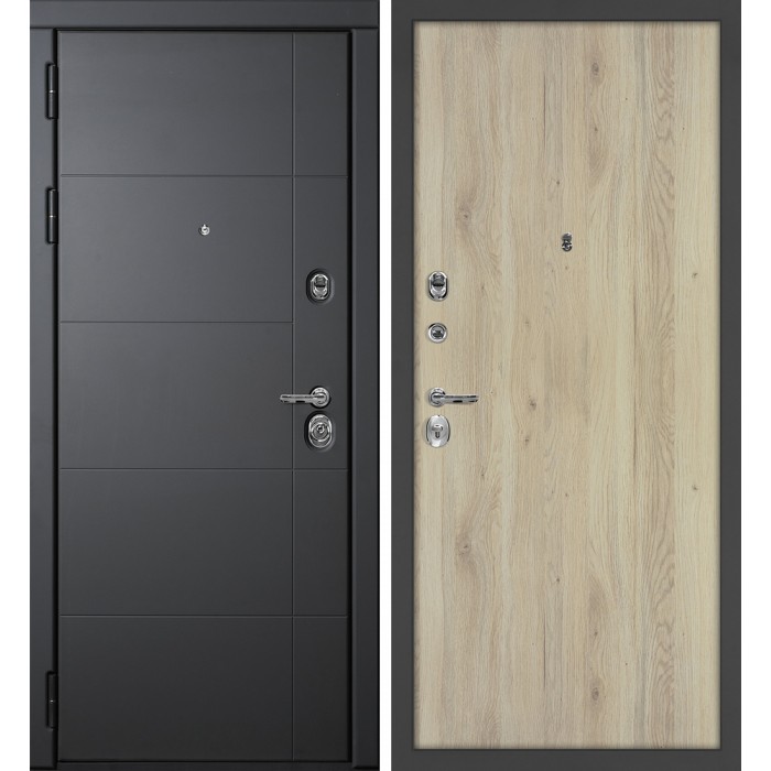Дверь Скамбио Порте Э-1 / Гладкая Серый софт / Дуб молочный