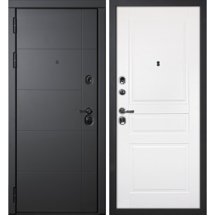 Дверь Скамбио Порте Э-1 / Смальта-01 Серый софт / Белый ral 9003