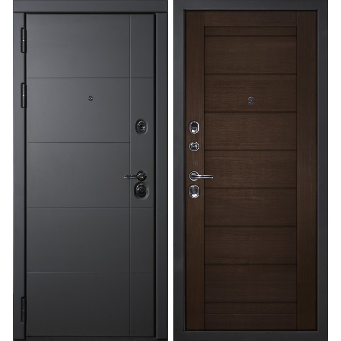Дверь Скамбио Порте Э-1 / ТЕХНО-708 Серый софт / Венге