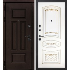 Э-2 /Смальта-05 Дуб крафт / Белый ral 9003  патина золото