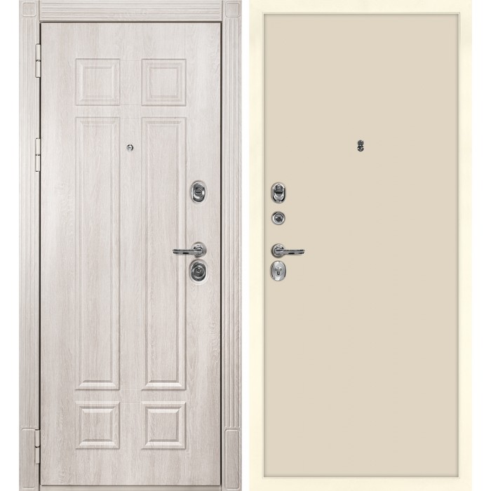 Дверь Скамбио Порте Гера-2 / Гладкая Дуб Филадельфия крем / Бежевый матовый