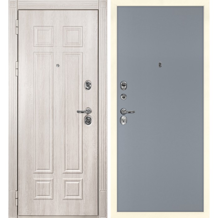Дверь Скамбио Порте Гера-2 / Гладкая Дуб Филадельфия крем / Серый матовый