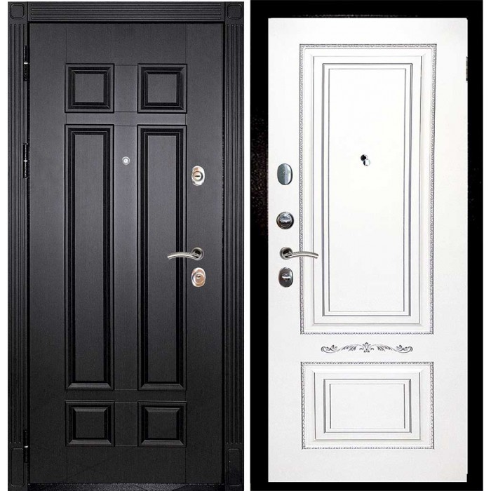 Дверь Скамбио Порте Гера-2 / Смальта-04 Венге / Белый ral 9003 патина серебро