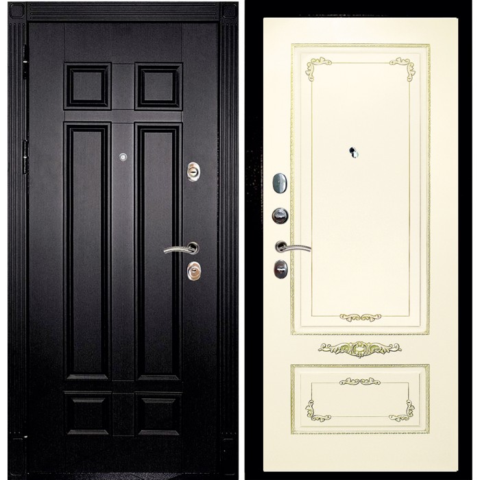 Дверь Скамбио Порте Гера-2 / Смальта-09 Венге / Слоновая кость ral 1013 патина золото