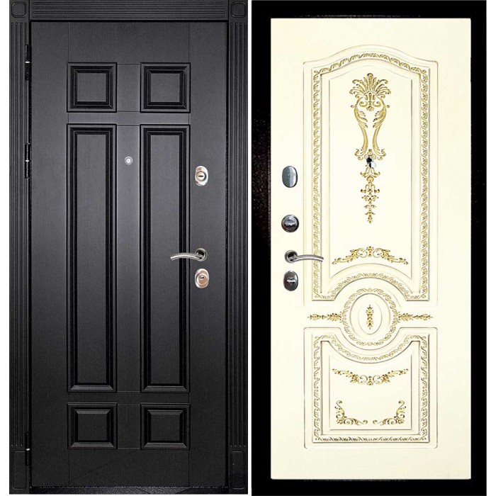 Дверь Скамбио Порте Гера-2 / Смальта-11 Венге / Слоновая кость ral 1013 патина золото