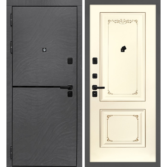 Дверь Скамбио Порте Горизонт/Смальта 14 Дюна Медея / Слоновая кость ral 1013 патина шампань