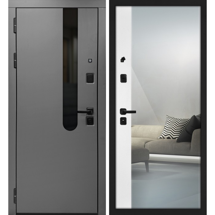 Дверь Скамбио Порте Комета/Оптима Макси Бархат графит / Белый матовый