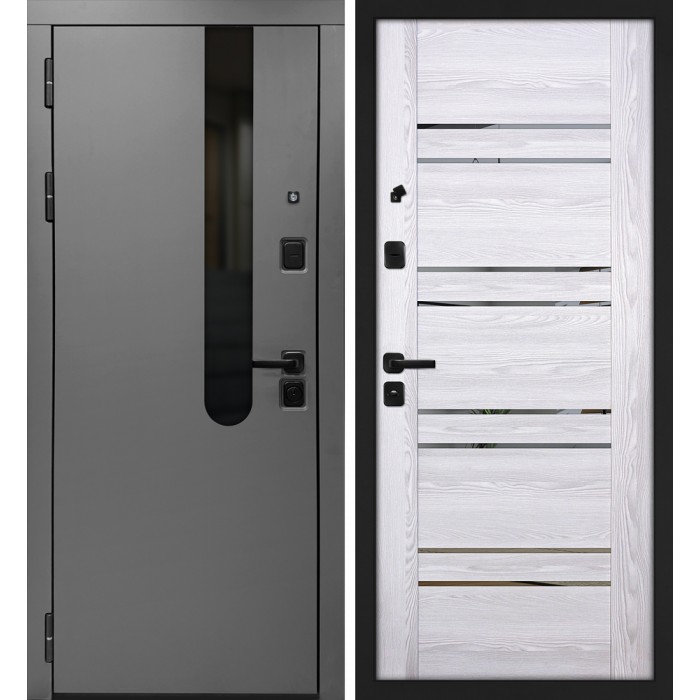 Дверь Скамбио Порте Комета/ПСК-1 Бархат графит / Ривьера айс