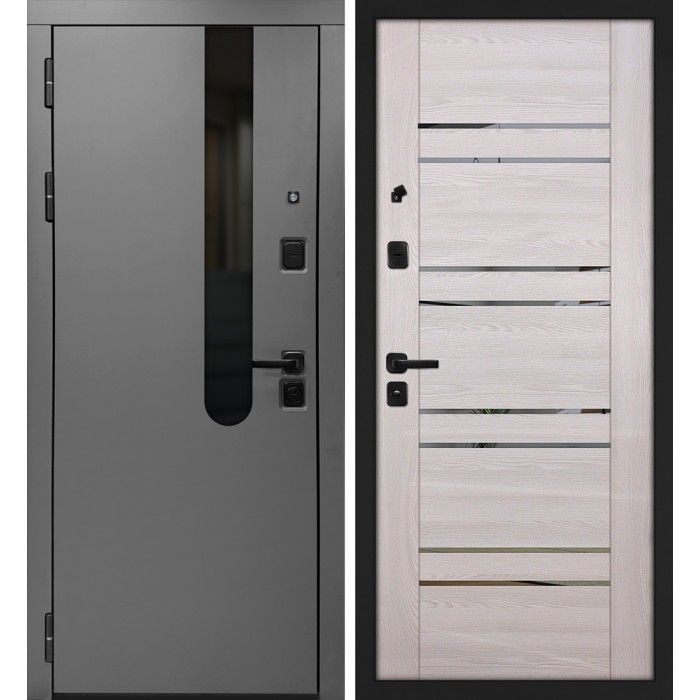 Дверь Скамбио Порте Комета/ПСК-1 Бархат графит / Ривьера крем