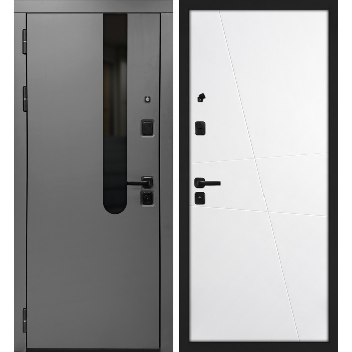 Дверь Скамбио Порте Комета/Смальта-Лайн 02 Бархат графит / Белый ral 9003