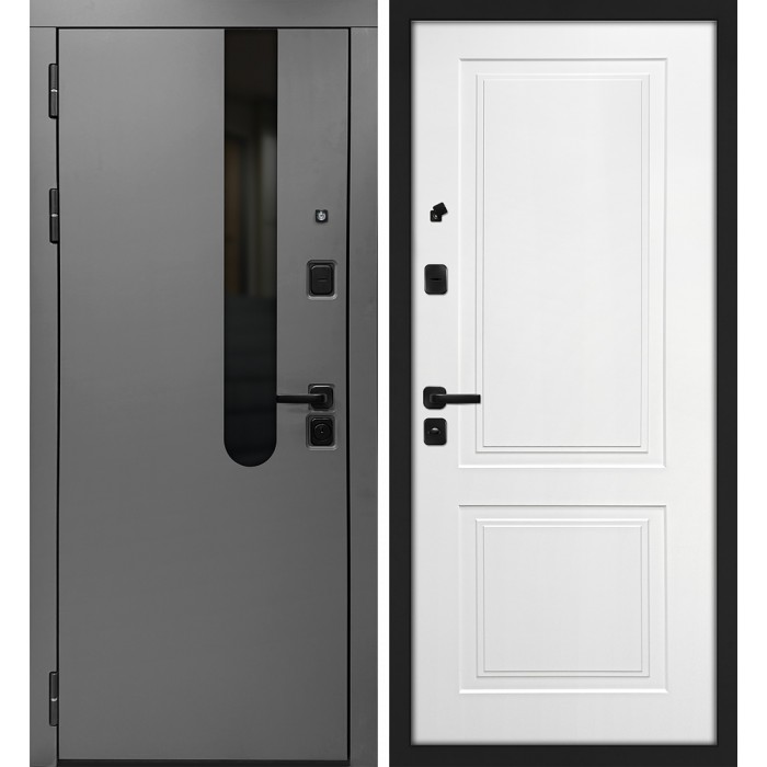 Дверь Скамбио Порте Комета/Смальта-Лайн 04 Бархат графит / Белый ral 9003