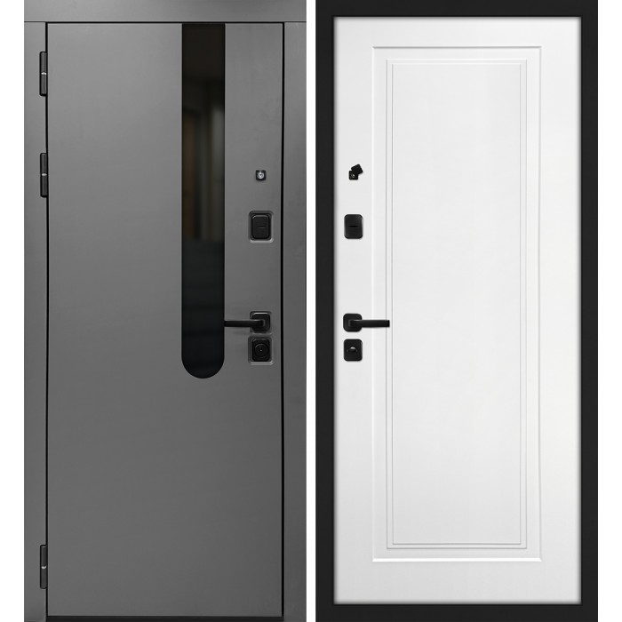 Дверь Скамбио Порте Комета/Смальта-Лайн 06 Бархат графит / Белый ral 9003