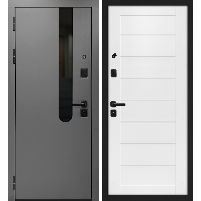Дверь Скамбио Порте Комета/ТЕХНО-708 Бархат графит / Белоснежный