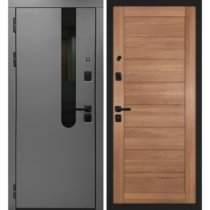 Дверь Скамбио Порте Комета/ТЕХНО-708 Бархат графит / Миндаль