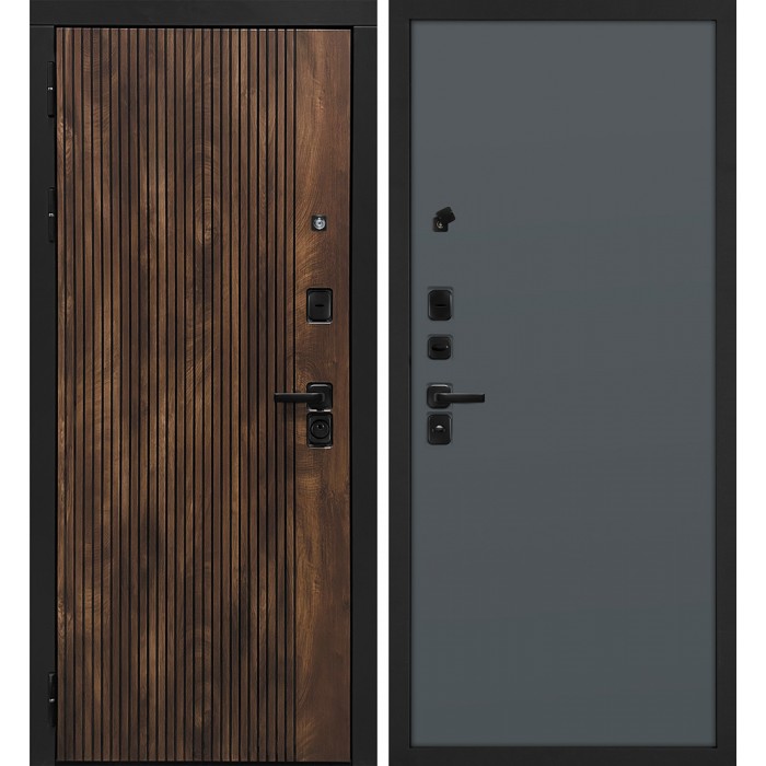 Дверь Скамбио Порте Лофт-1/Гладкая Дуб коньяк с патиной / Графит
