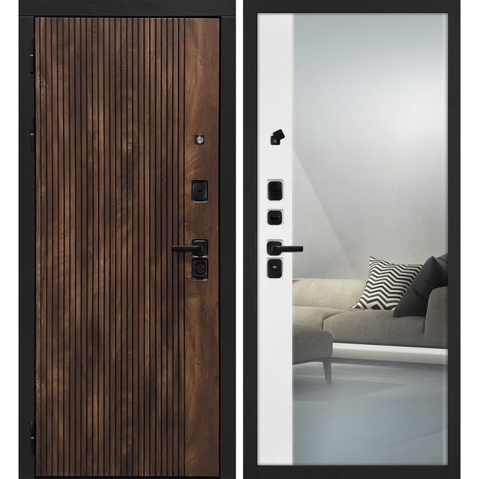 Дверь Скамбио Порте Лофт-1/Оптима Макси Дуб коньяк с патиной / Белый