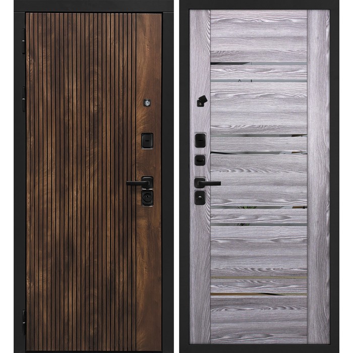 Дверь Скамбио Порте Лофт-1/PSK-1 Дуб коньяк с патиной / Ривьера грей