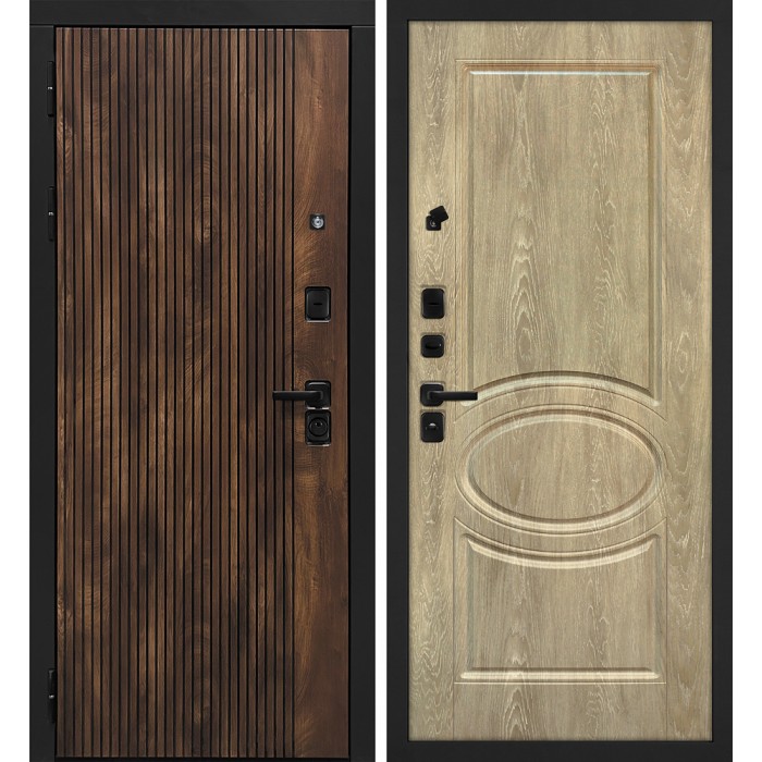 Дверь Скамбио Порте Лофт-1/Сиена-1 Дуб коньяк с патиной / Дуб песочный