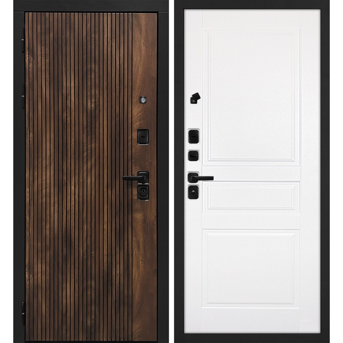 Дверь Скамбио Порте Лофт-1/Смальта-01 Дуб коньяк с патиной / Белый ral 9003